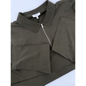 NWT! Mens Reiss Jason Zip Neck Polo Long Sleeve Shirt Green XL